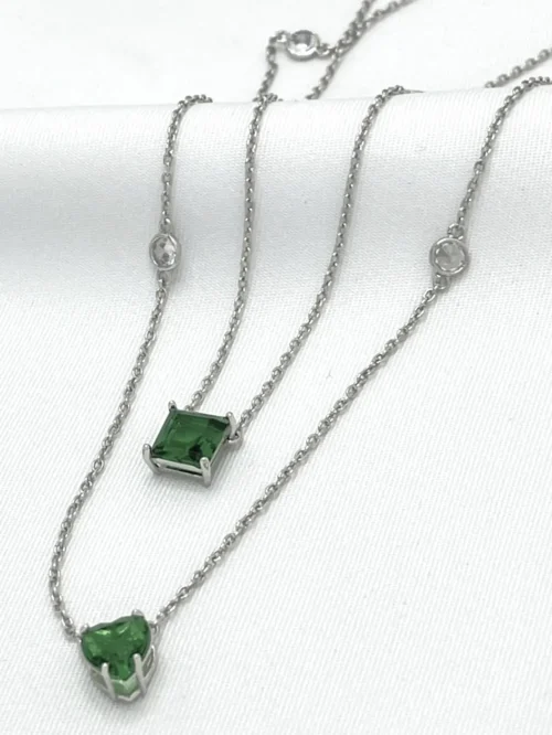 COLAR PEDRAS DUPLAS VERDES - Imagem 2
